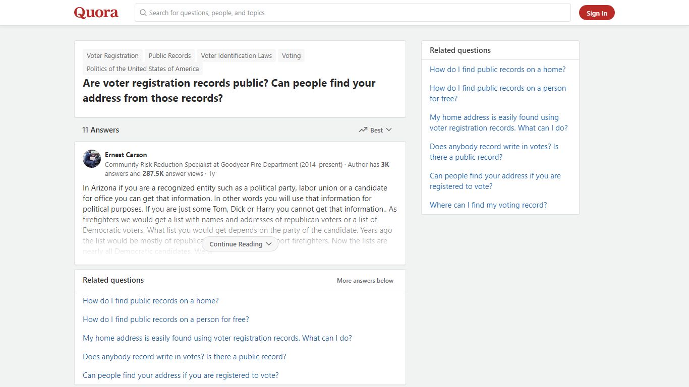 Are voter registration records public? Can people find your ... - Quora
