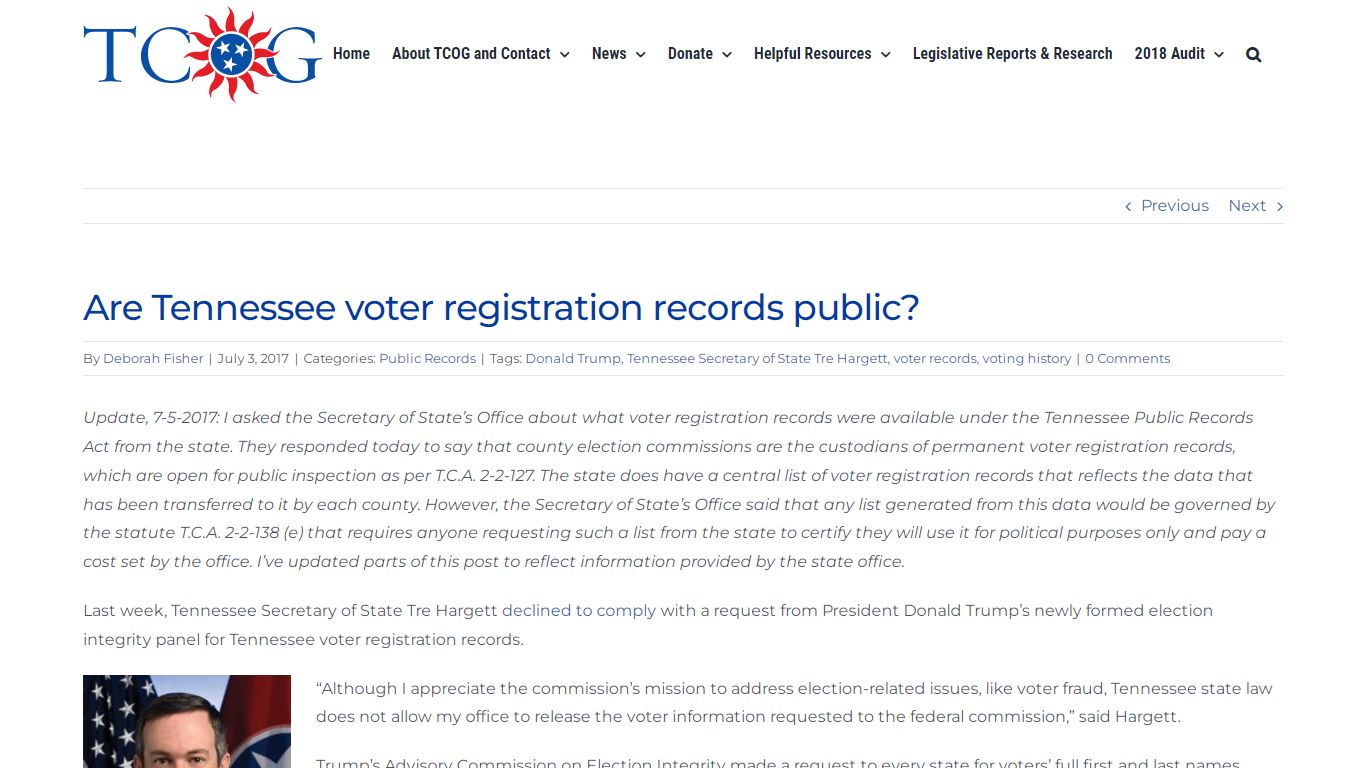 Are Tennessee voter registration records public?